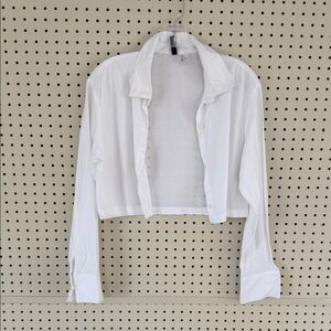 Divided White Button Down Crop Shirt